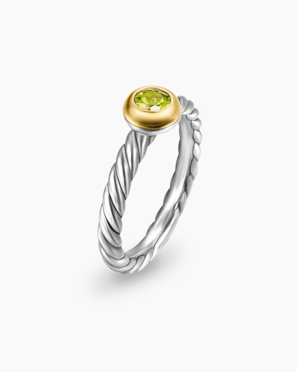 Bague Cable de petite taille en argent sterling avec or jaune 14 carats, 2,8 mm