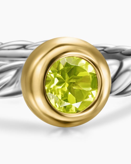 Womens Petite Cable Ring in Sterling Silver with 14K Yellow Gold, 2.8mm