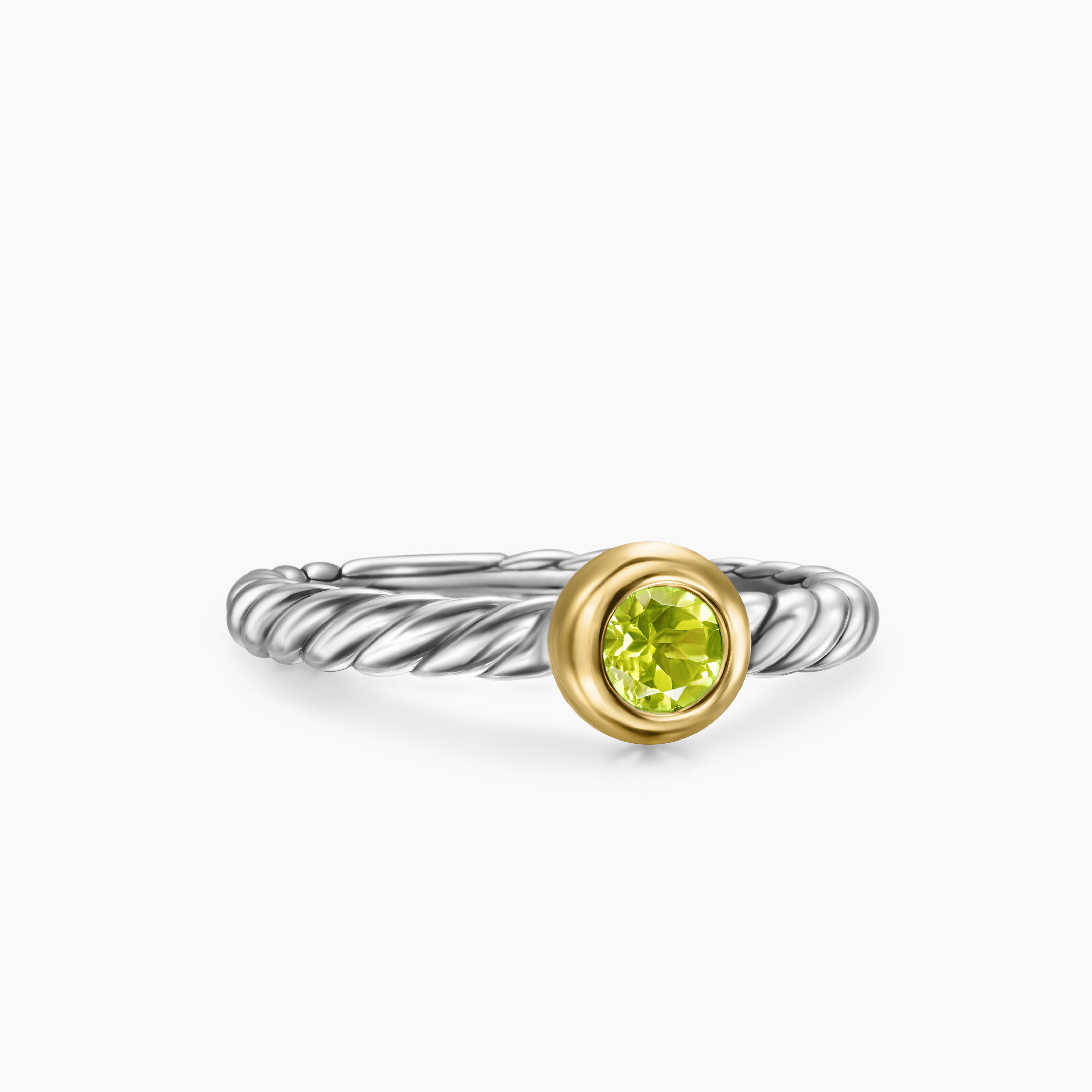 Womens Petite Cable Ring in Sterling Silver with 14K Yellow Gold, 2.8mm