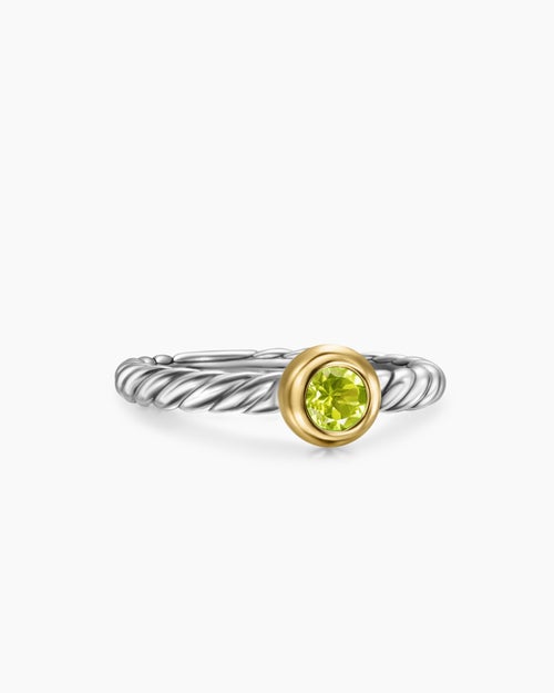 Womens Petite Cable Ring in Sterling Silver with 14K Yellow Gold, 2.8mm