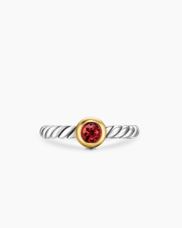 Petite Cable Ring in Sterling Silver with 14K Yellow Gold, 2.8mm