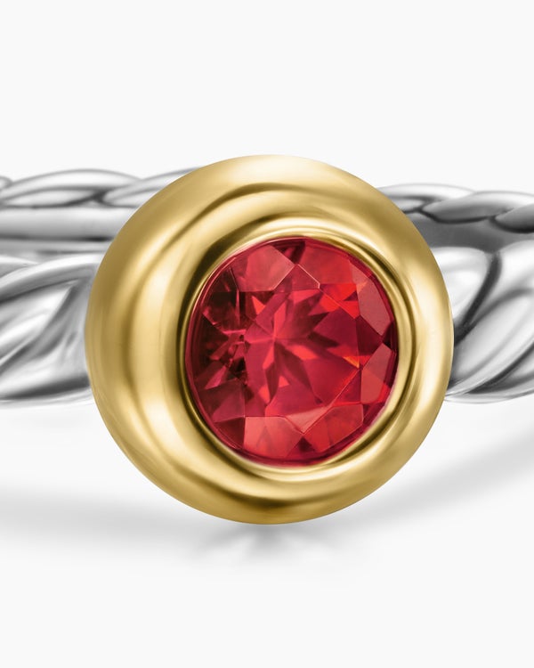 Petite Cable Ring in Sterling Silver with 14K Yellow Gold, 2.8mm