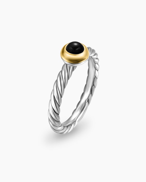 Petite Cable Ring in Sterling Silver with 14K Yellow Gold, 2.8mm