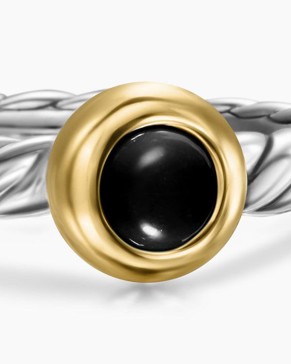 Petite Cable Ring in Sterling Silver with 14K Yellow Gold, 2.8mm