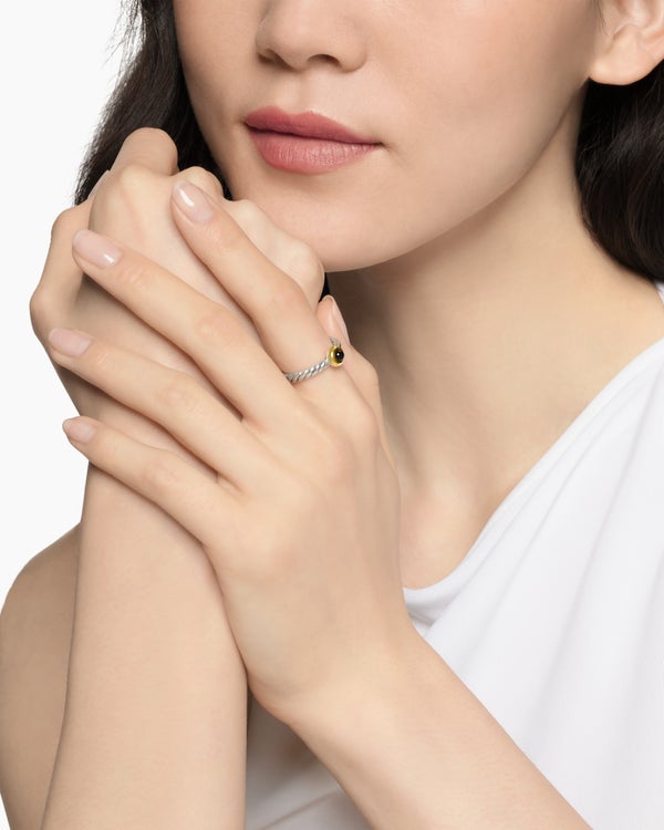 Petite Cable Ring in Sterling Silver with 14K Yellow Gold, 2.8mm