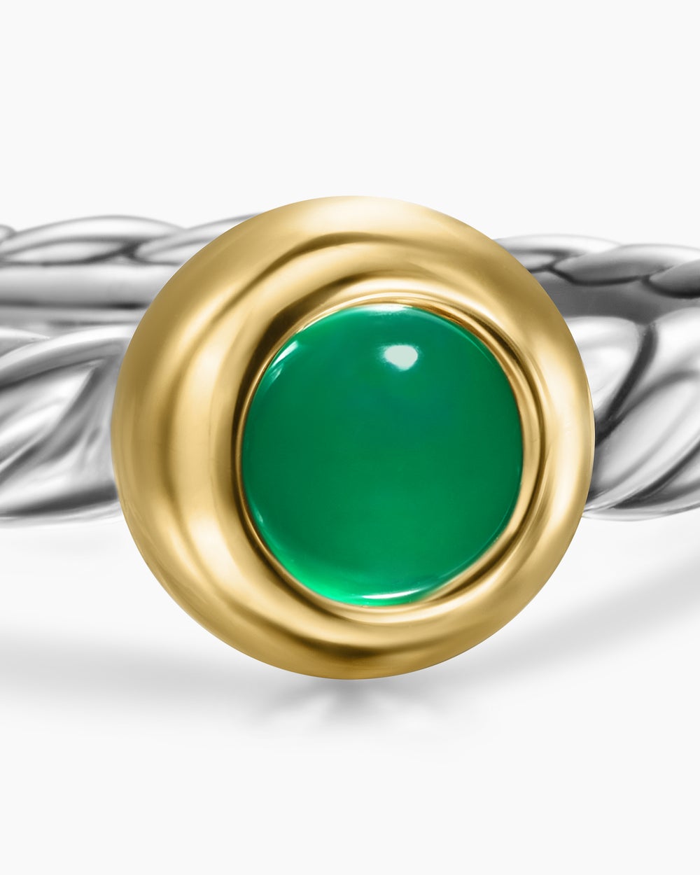 Womens Petite Cable Ring in Sterling Silver with 14K Yellow Gold, 2.8mm