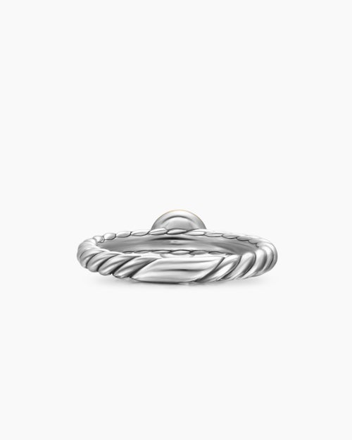 Womens Petite Cable Ring in Sterling Silver with 14K Yellow Gold and Green Onyx, 2.8mm