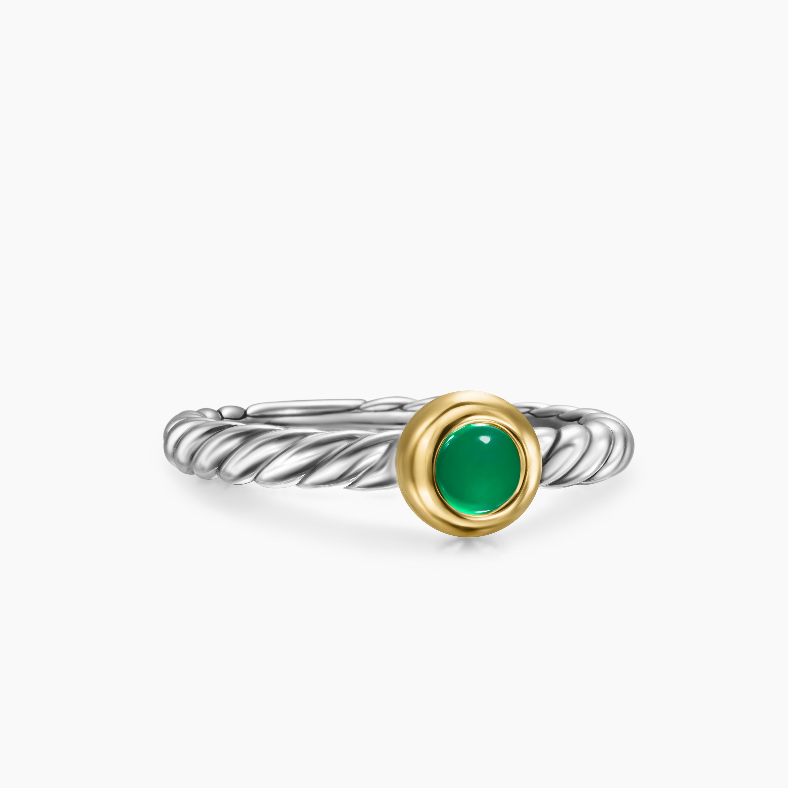 Womens Petite Cable Ring in Sterling Silver with 14K Yellow Gold, 2.8mm