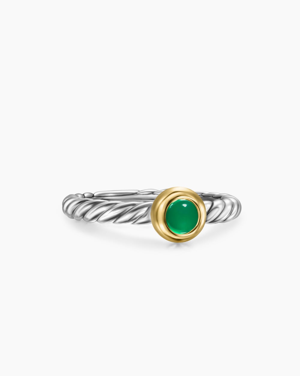 Womens Petite Cable Ring in Sterling Silver with 14K Yellow Gold, 2.8mm