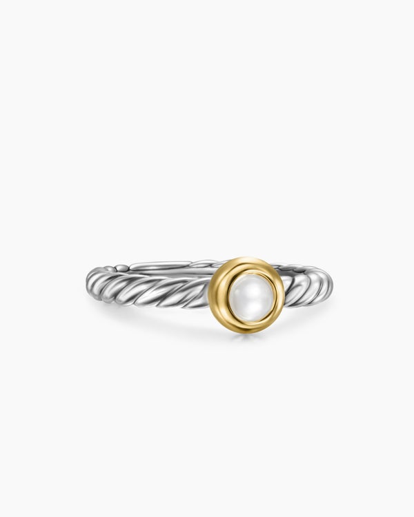 Petite Cable Ring in Sterling Silver with 14K Yellow Gold, 2.8mm