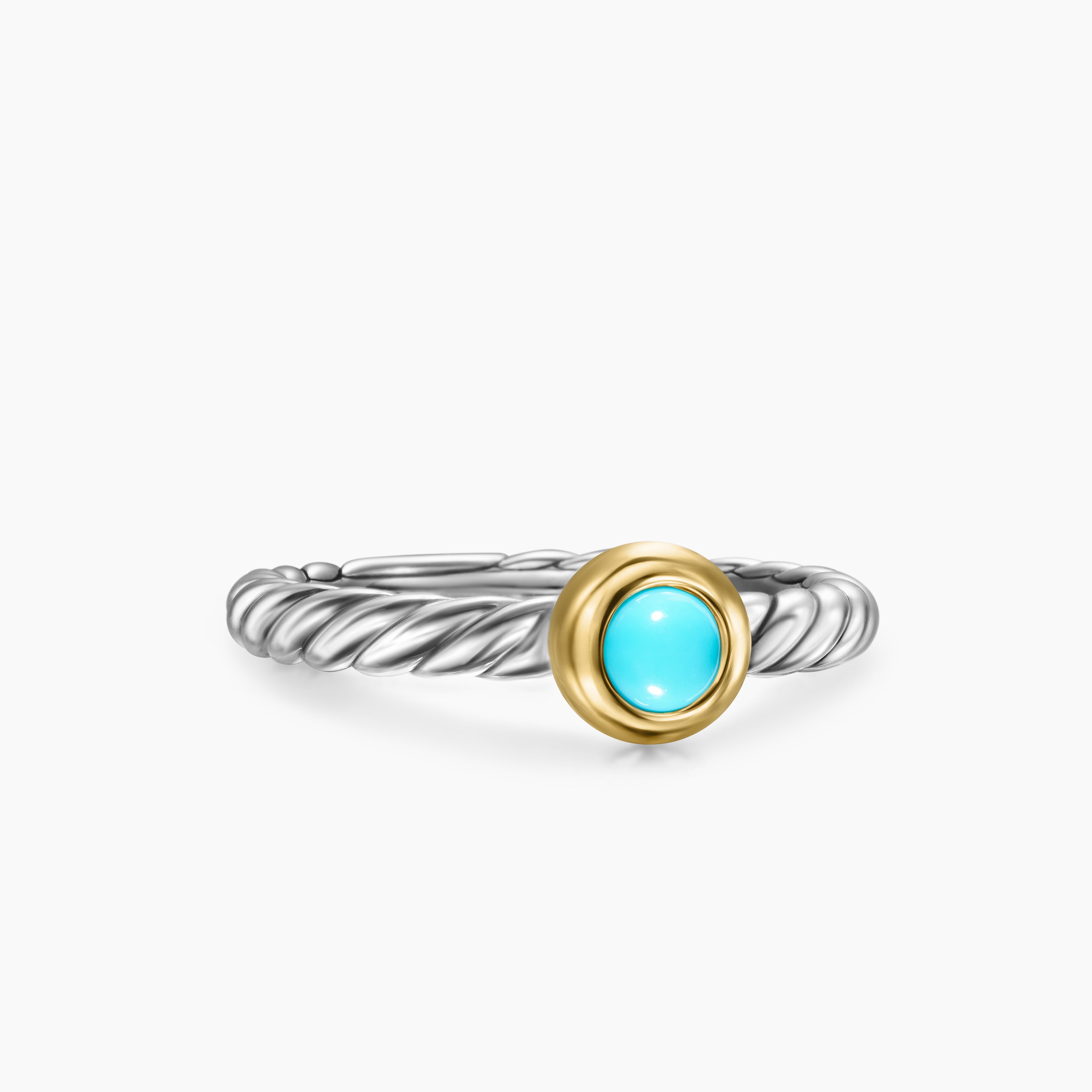 Womens Petite Cable Ring in Sterling Silver with 14K Yellow Gold, 2.8mm