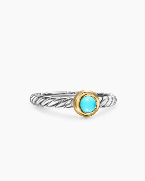 Petite Cable Ring in Sterling Silver with 14K Yellow Gold, 2.8mm