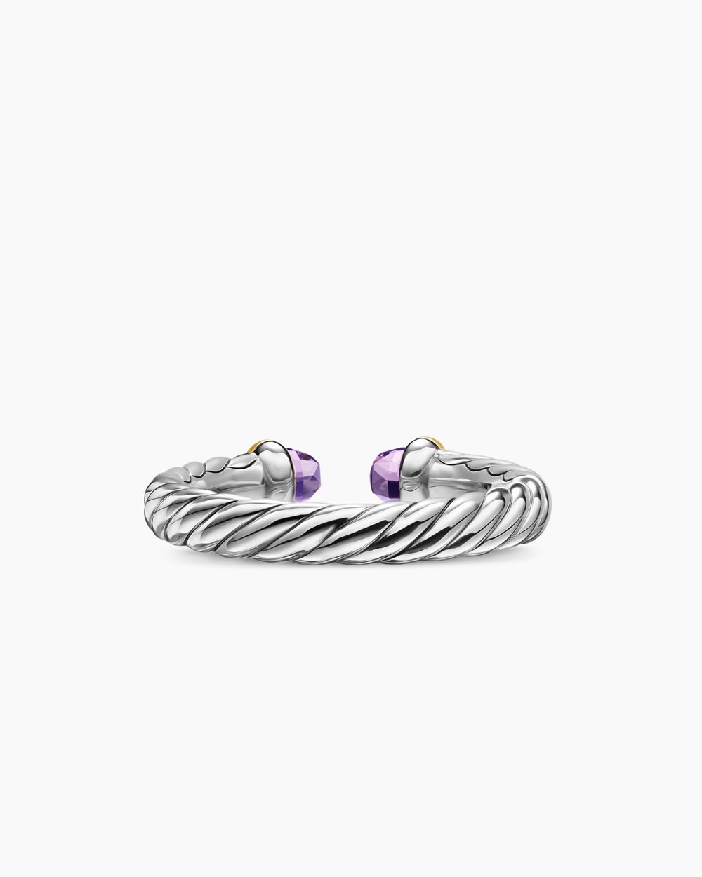 Bague ouverte Petite Cable en argent massif avec or jaune 14 carats, 3,4 mm femmes