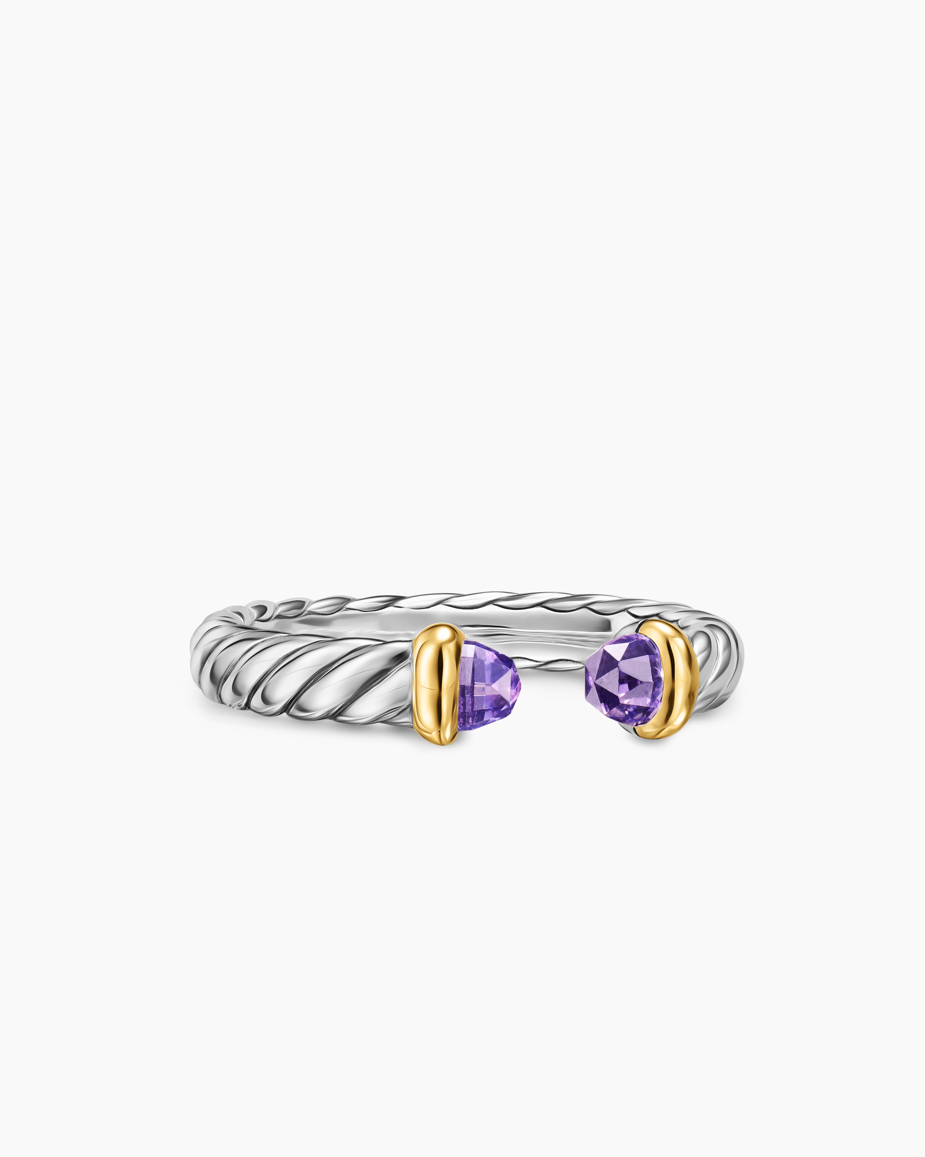 Bague ouverte Petite Cable en argent massif avec or jaune 14 carats, 3,4 mm femmes 