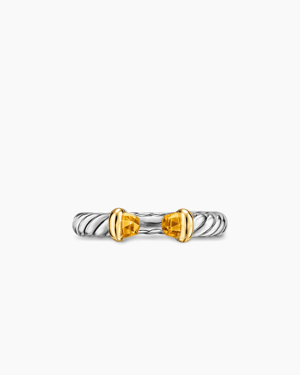 Womens Petite Cable Open Ring in Sterling Silver with 14K Yellow Gold, 3.4mm
