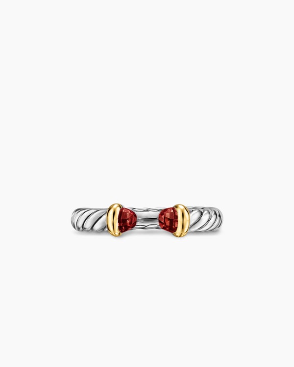 Petite Cable Open Ring in Sterling Silver with 14K Yellow Gold, 3.4mm