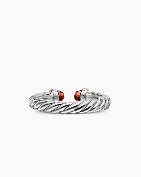 Petite Cable Open Ring in Sterling Silver with 14K Yellow Gold, 3.4mm