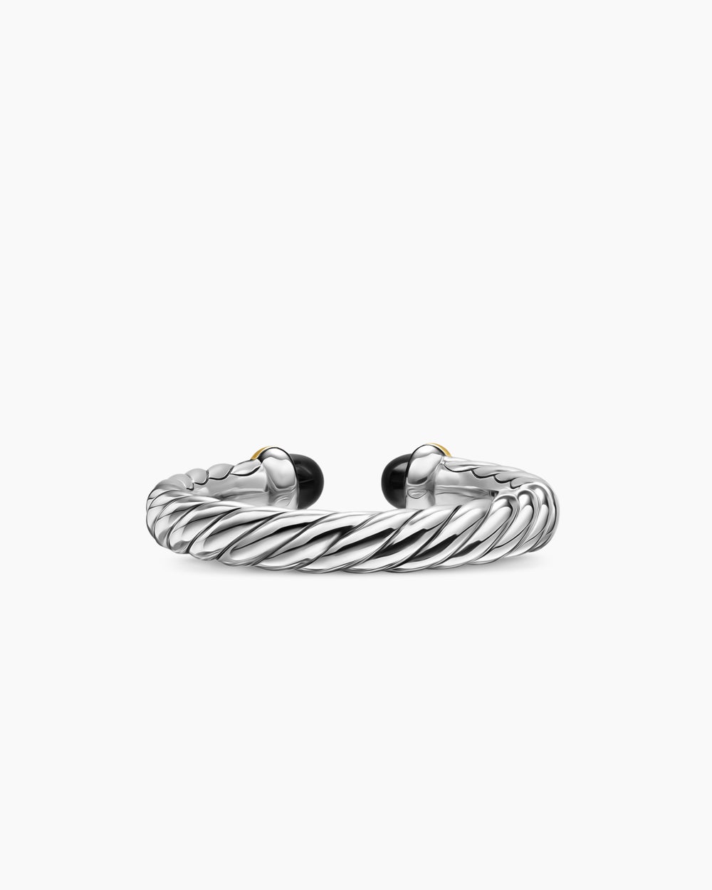 Womens Petite Cable Open Ring in Sterling Silver with 14ct Yellow Gold, 3.4mm