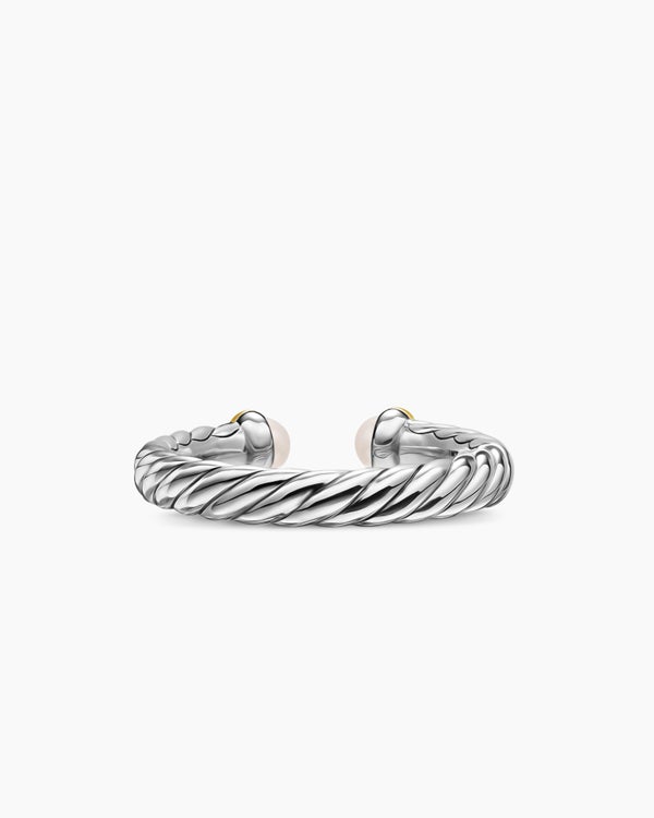 Petite Cable Open Ring in Sterling Silver with 14K Yellow Gold, 3.4mm