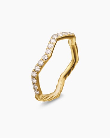 Zig Zag Stax Ring in 18K Yellow Gold with Diamonds, 2mm