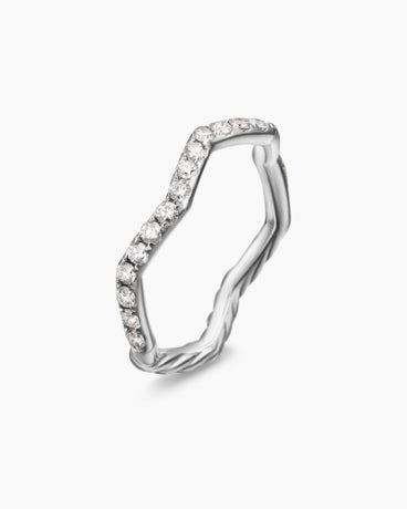 Stax Zig Zag Ring in Sterling Silver with Diamonds, 2mm