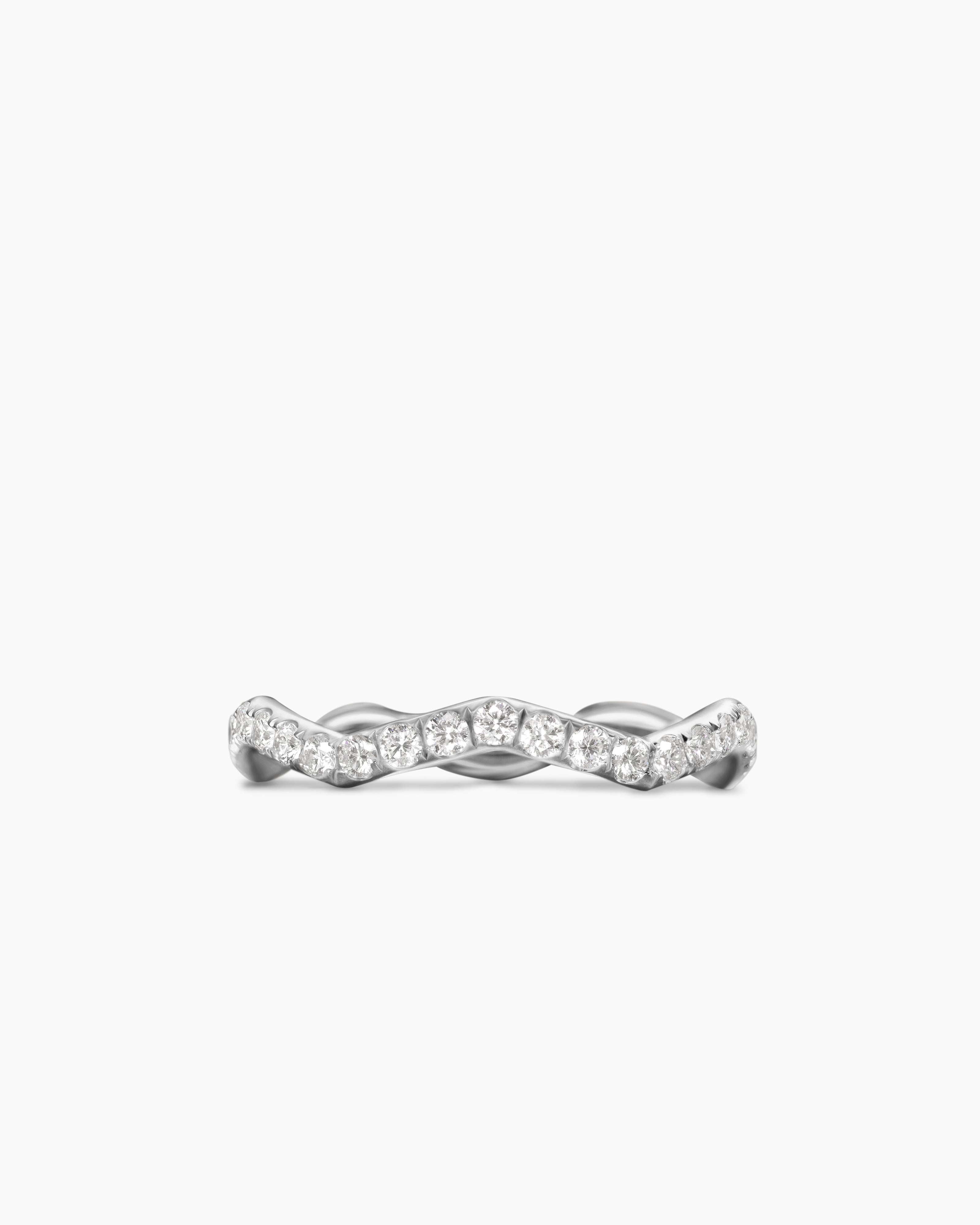 Zig Zag Stax™ Ring in Sterling Silver with Diamonds, 2mm