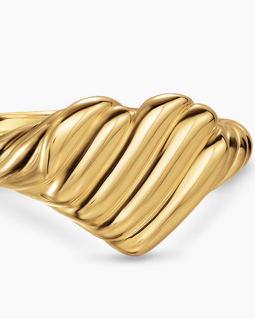 Womens Sculpted Cable Heart Pinky Ring in 18K Yellow Gold, 9mm