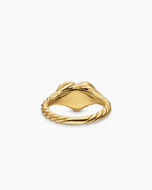 Womens Sculpted Cable Heart Pinky Ring in 18K Yellow Gold, 9mm