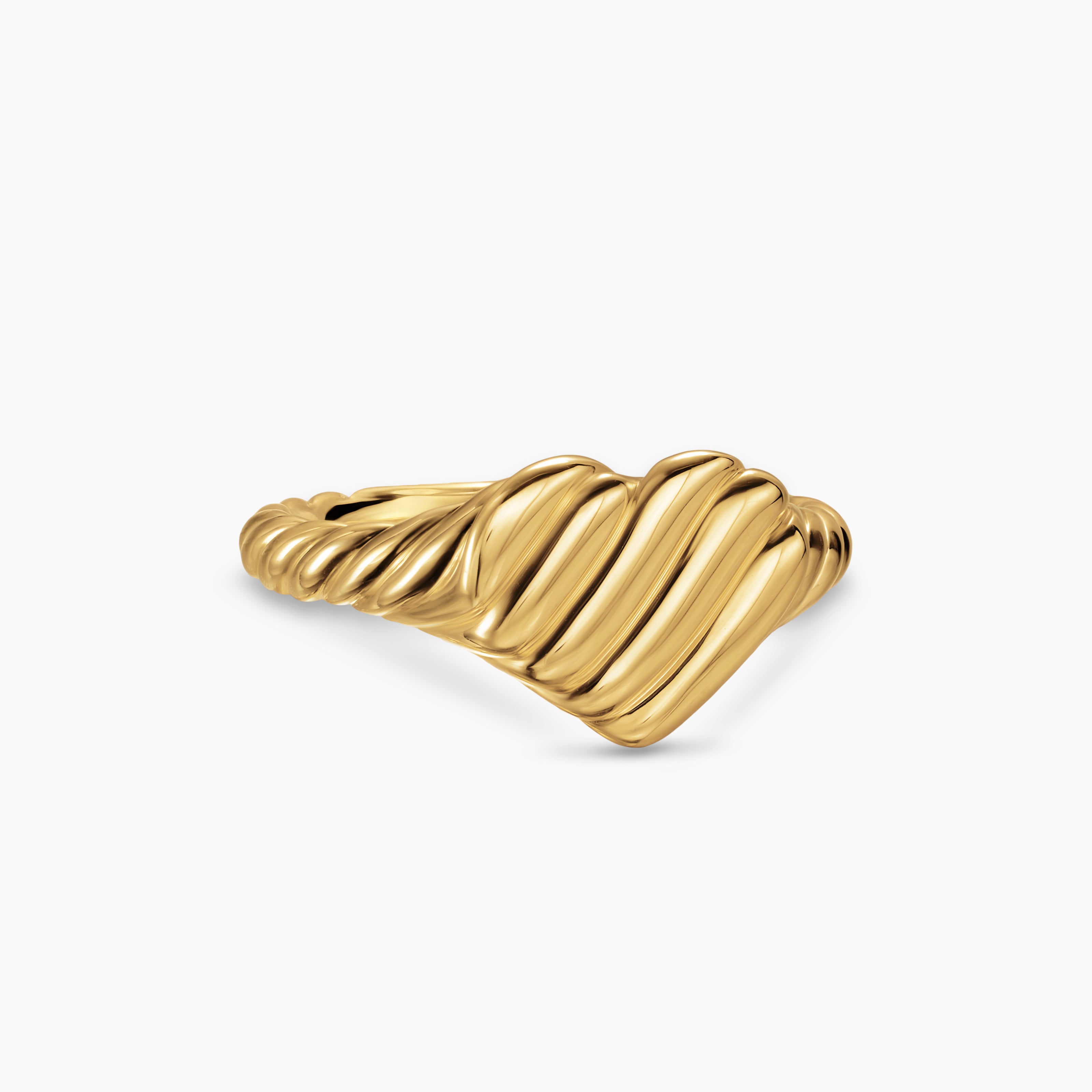 Womens Sculpted Cable Heart Pinky Ring in 18K Yellow Gold, 9mm