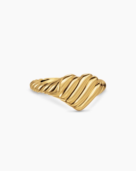 Sculpted Cable Heart Pinky Ring in 18K Yellow Gold, 9mm