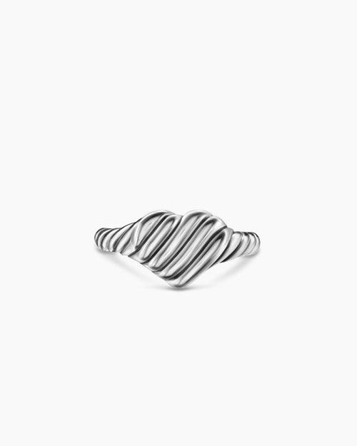 Womens Sculpted Cable Heart Pinky Ring in Sterling Silver, 9mm