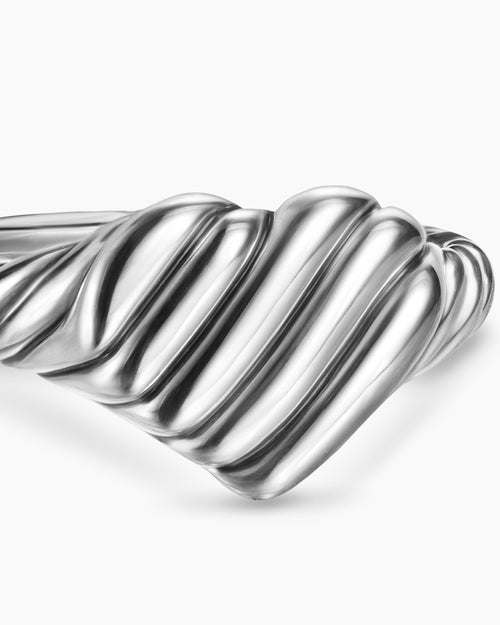 Womens Sculpted Cable Heart Pinky Ring in Sterling Silver, 9mm