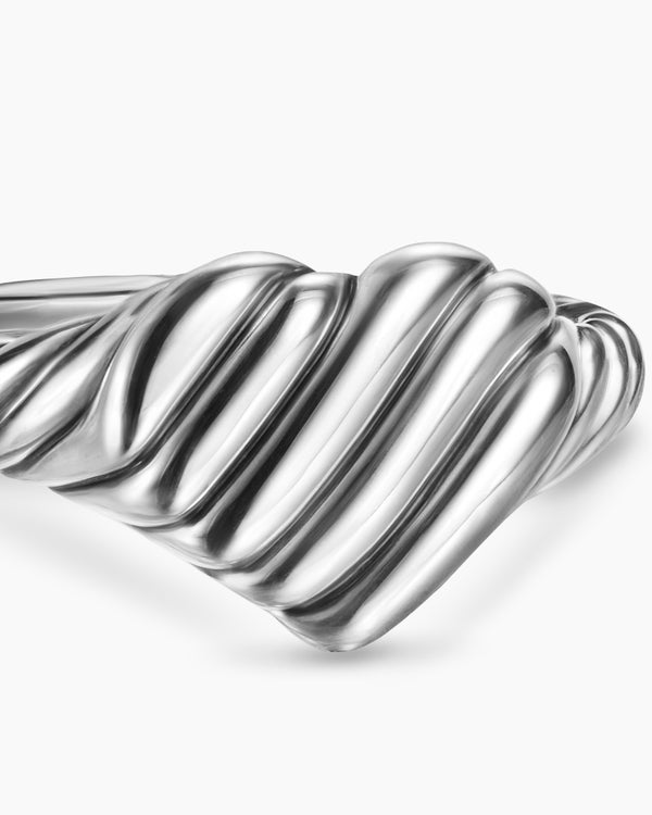 Sculpted Cable Heart Pinky Ring in Sterling Silver, 9mm