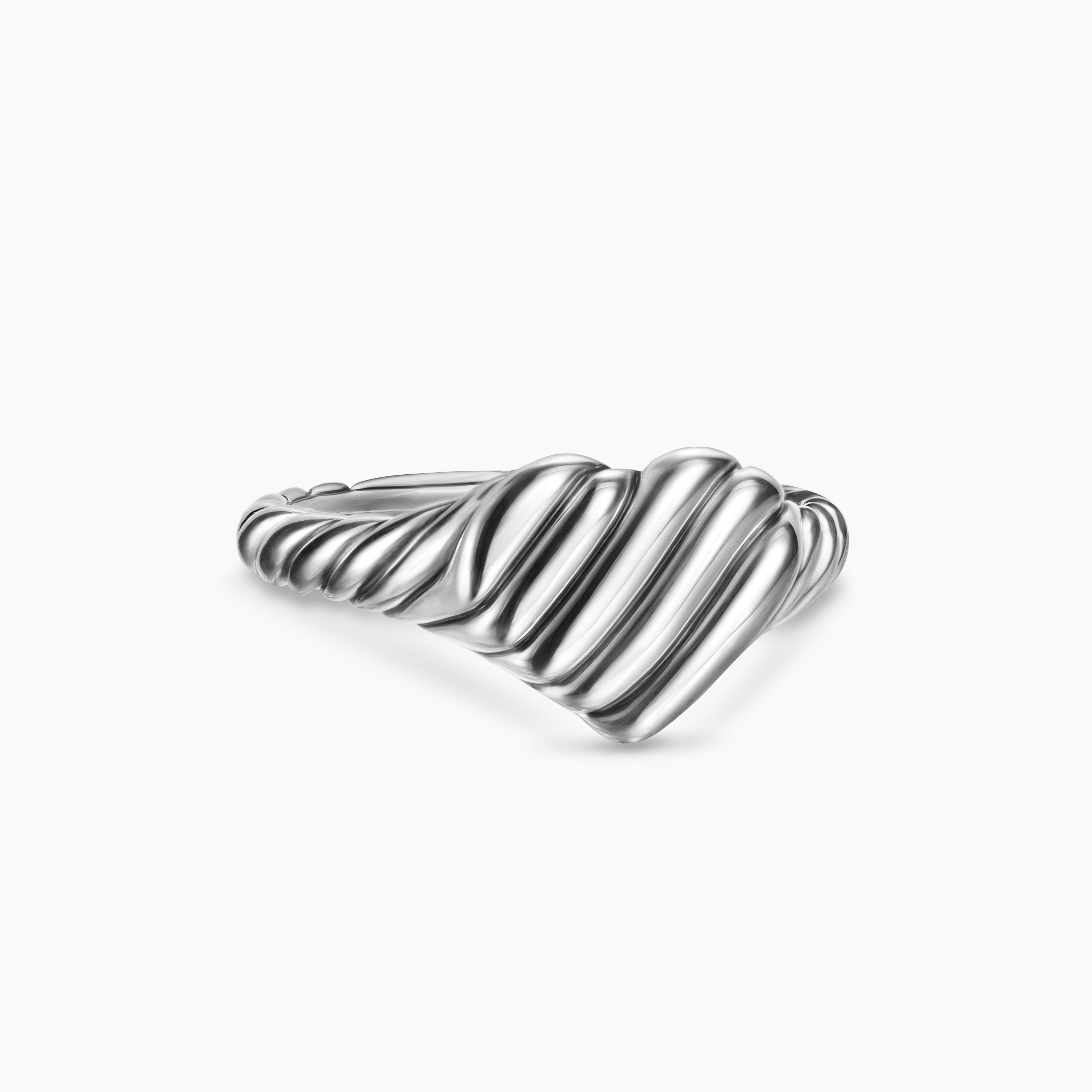 Womens Sculpted Cable Heart Pinky Ring in Sterling Silver, 9mm