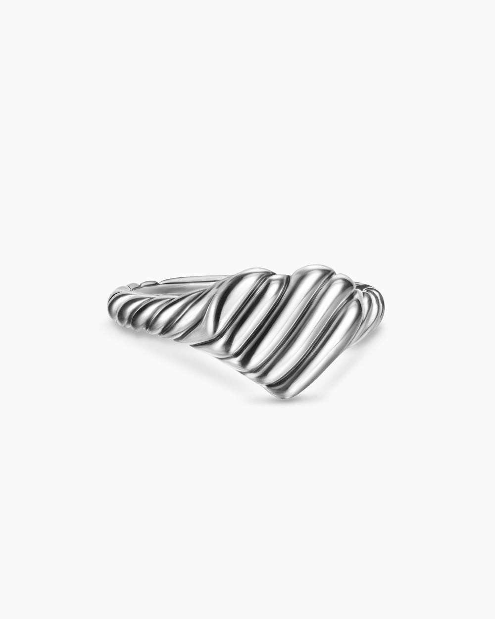 Bague pour auriculaire en forme de cœur Sculpted Cable en argent sterling, 9 mm pour femmes