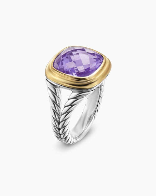 Womens Albion® Ring in Sterling Silver with 18K Yellow Gold and Amethyst, 11mm