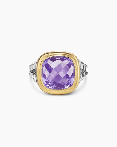 Womens Albion® Ring in Sterling Silver with 18K Yellow Gold and Amethyst, 11mm