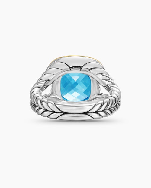 Womens Albion® Ring in Sterling Silver with 18K Yellow Gold and Blue Topaz, 11mm