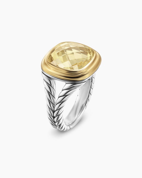 Womens Albion Ring in Sterling Silver with 18K Yellow Gold, 11mm