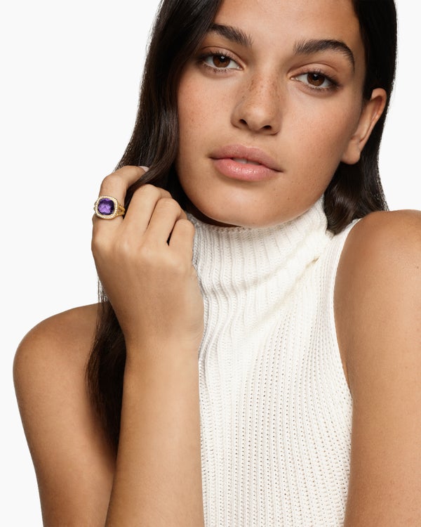 Albion Ring in 18K Yellow Gold with Diamonds, 11mm