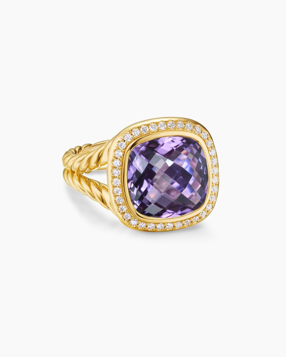 Bague Albion en or jaune 18 carats avec diamants, 11 mm pour femmes