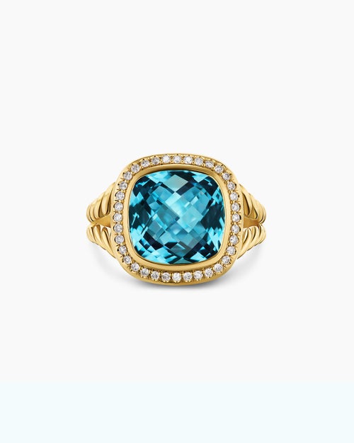 Womens Albion® Ring in 18K Yellow Gold with Hampton Blue Topaz and Diamonds, 11mm