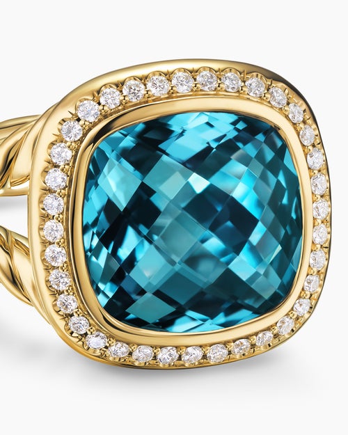 Womens Albion® Ring in 18K Yellow Gold with Hampton Blue Topaz and Diamonds, 11mm