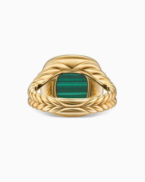 Womens Albion® Ring in 18K Yellow Gold with Malachite and Diamonds, 11mm