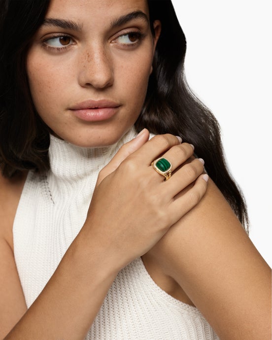Albion Ring in 18K Yellow Gold with Diamonds, 11mm