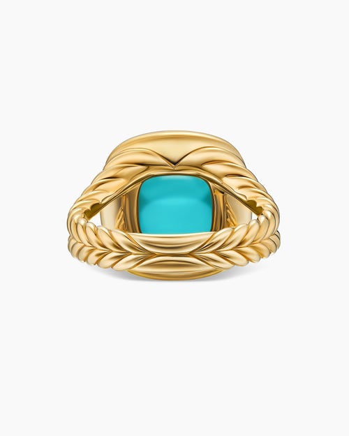 Womens Albion® Ring in 18K Yellow Gold with Turquoise and Diamonds, 11mm