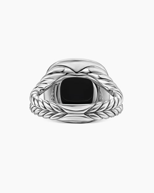 Womens Albion® Ring in Sterling Silver with Black Onyx and Diamonds, 11mm