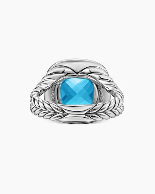Womens Albion® Ring in Sterling Silver with Blue Topaz and Diamonds, 11mm