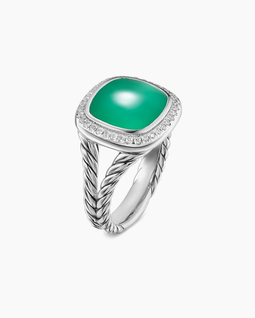 Womens Albion® Ring in Sterling Silver with Lagoon Orchid and Diamonds, 11mm