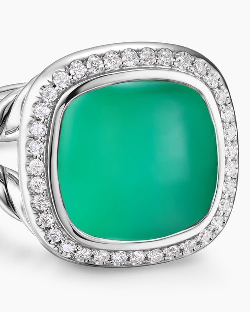 Womens Albion® Ring in Sterling Silver with Lagoon Orchid and Diamonds, 11mm